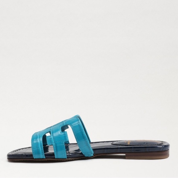 Sam Edelman EUC! BAY SLIDE SANDAL. Crocodile embossed slide in blue. - Picture 9 of 14